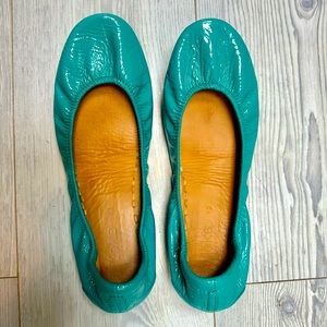 Tieks Blue Patent Flats Size 10 EUC
